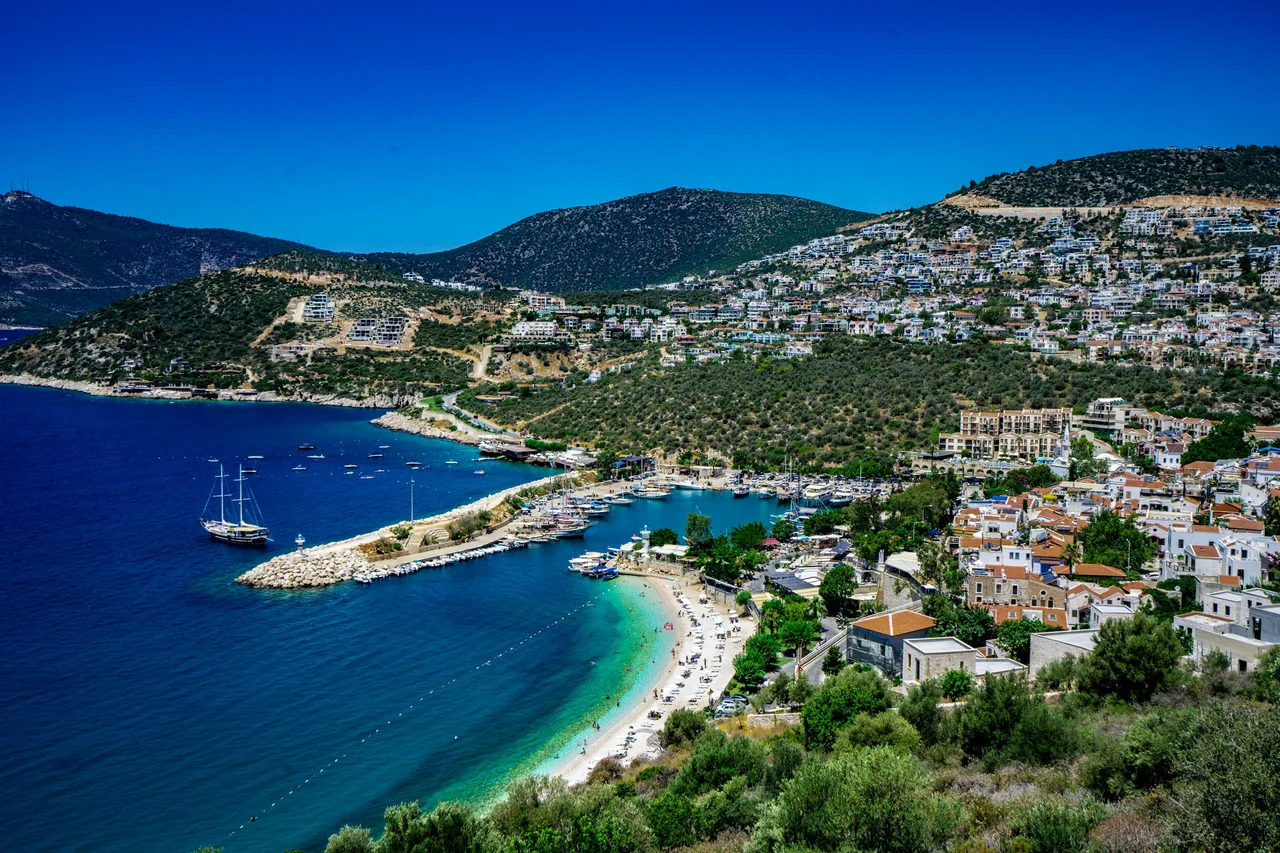 Clear blue water and mountains along the Turkish coast