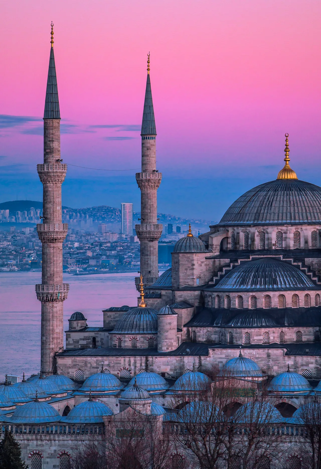 Istanbul’s historic mosque architecture at dusk